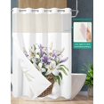 thumbnail image 2 of No Hook Shower Curtains with Snap in Liner, Emerging Blossoms Floral Waterproof Fabric Shower Curtain, Summer Botanical Spring Double Layers & See-Through Top Window Bathroom Curtains 60''x72'', 2 of 6