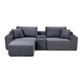thumbnail image 5 of Modular Sectional Sofa, Deep Seat Corduroy Cloud Couch with Cup Holders, USB Ports& Storage Box, Sleeper Sofa Couch Boneless Couches with Movable Ottoman for Living Room, No Assembly Required (Gray), 5 of 10
