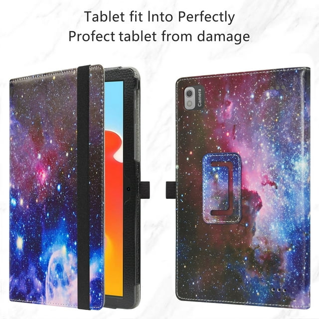 Tablet Case For 10.1" SGIN T10 Folding Stand PU Leather Cover with Elastic Closure Galaxy