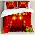 thumbnail image 3 of 50th Birthday Duvet Cover Set Twin Size, Chocolate Cake with Number Candles Presents Confetti Ribbons and the Flags, Decorative 2 Piece Bedding Set with 1 Pillow Sham, Multicolor, by Ambesonne, 3 of 3