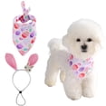 thumbnail image 5 of Easter Pet Bunny Ears Headband and Easter Egg Bandana Scarf Set Cute Holiday Outfit for Dogs Cats Blue M, 5 of 8