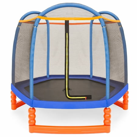 Best Choice Products Kids 7ft Round Mini Trampoline w/ Safety Net and Metal Frame,