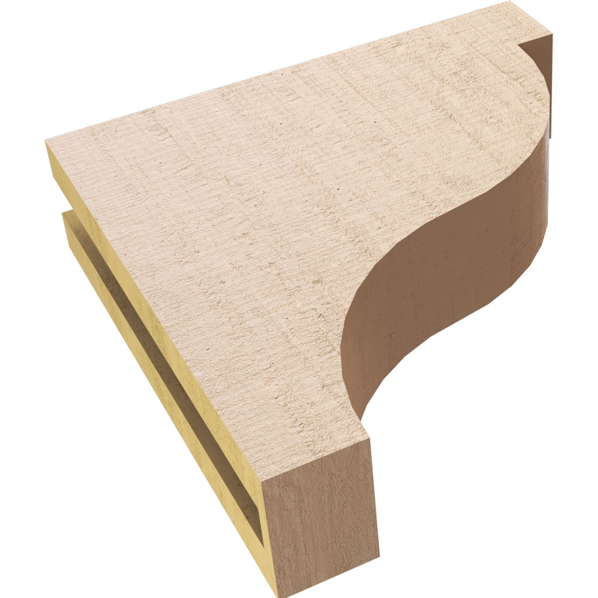 3"W x 12"D x 12"H Thin Garner Rough Cedar Woodgrain TimberThane Corbel, Primed Tan