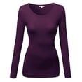 thumbnail image 4 of Emmalise Women's Basic Athletic Fit Tshirt Long Sleeves Round Crew Neck Tee (3Pk Burgundy, Clay Pink, Purple, Large), 4 of 4