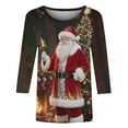 thumbnail image 6 of Xdegoge Christmas Shirt for Women 3/4 Sleeve Santa Funny Graphic T-Shirt Crewneck Vintage Casual Tops Pullover Family Holiday Casual Blouse Gifts 2025 Fall Winter Festival Clothes Fit Party, 6 of 7