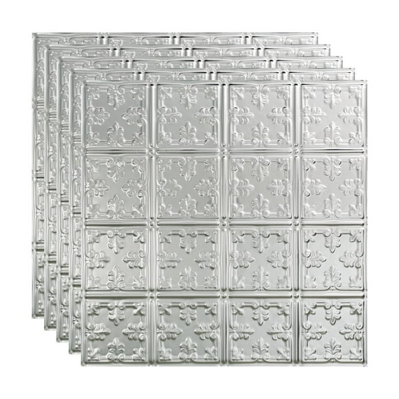 Fasde Traditionnel 10 Vinyle Décoratif 2ft x 2ft en Panneau de Plafond en Aluminium Brossé (5 Pack)