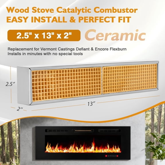 2.5" x 13" x 2" Wood Stove Catalytic Combustor Ceramic  for Vermont Castings Defiant Encore