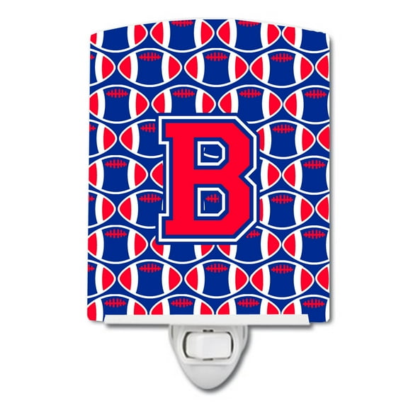 Caroline's Treasures CJ1076-BCNL Letter B Football Harvard Crimson and Yale Blue Ceramic Night Light, 6x4x3", multicolor
