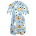 thumbnail image 4 of Tnhcen Women's Halloween Print Short Sleeve Collared Pajama Set Comfortable Loungewear Soft Sleepwear S-2XL Light Blue, 4 of 8