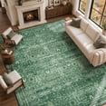 thumbnail image 2 of Lahome 10'x14' Vintage Floral Area Rug, Washable Rugs for Living Room, Soft Non-Slip Low-Pile Stain Resistant Non-Shedding Carpet for Bedroom Dining Room Office, Large Boho Rug, Dark Green, 2 of 10
