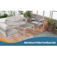 thumbnail image 2 of Outdoor Furniture Set, 4 pcs Patio Conversation Set with All-aluminum Frame, Porch Patio Furniture Set with 4''T Cushions, Gray, 2 of 6