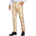 thumbnail image 4 of Floral Print Pants for Men's Flat Front Retro Paisley Flower Pattern Trousers 28 Khaki, 4 of 6