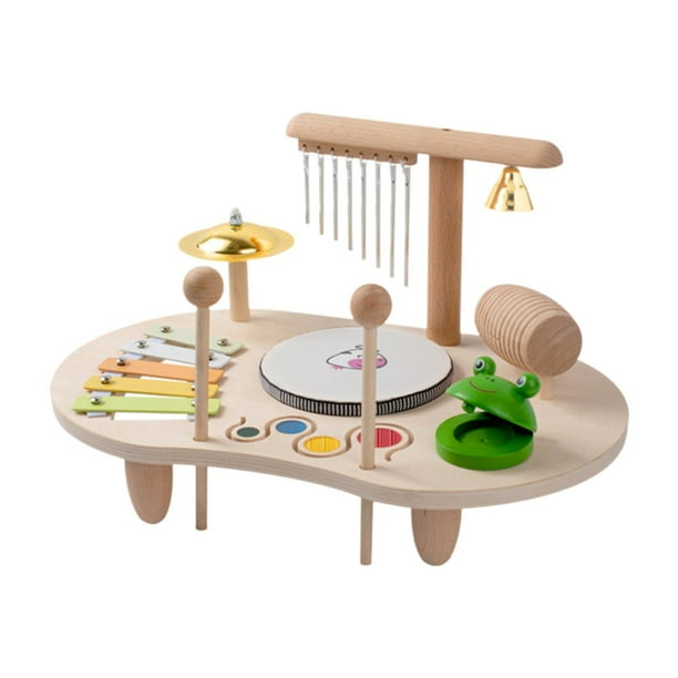Batería de madera para niños, instrumento musical, xilófono, batería, juguete musical educativo para niños de 3 años en adelante