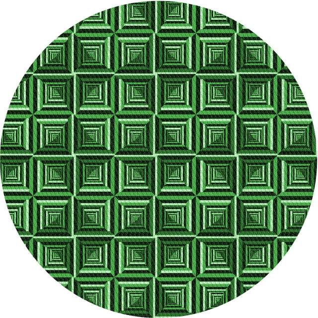 Ahgly Tapis Rond Lavable en Machine Intérieur Transitionnel Vert Émeraude Profond, 6 Pieds Rond