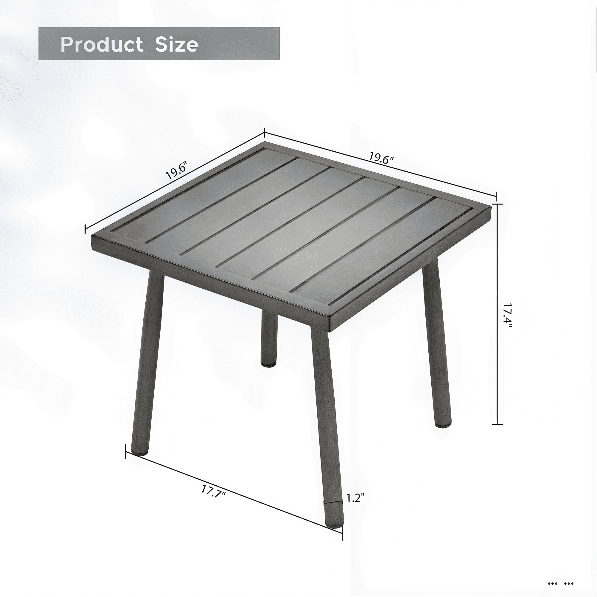 Outdoor Side Table Aluminum Patio End Table Metal Square Small Table Waterproof Rustproof for Balcony Deck Backyard Poolside, Dark Gray