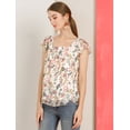thumbnail image 2 of Blusa En Capas Manga Corta De Volantes De Gasa Con Cuello Cuadrado Para Mujer Blanco L, 2 of 6