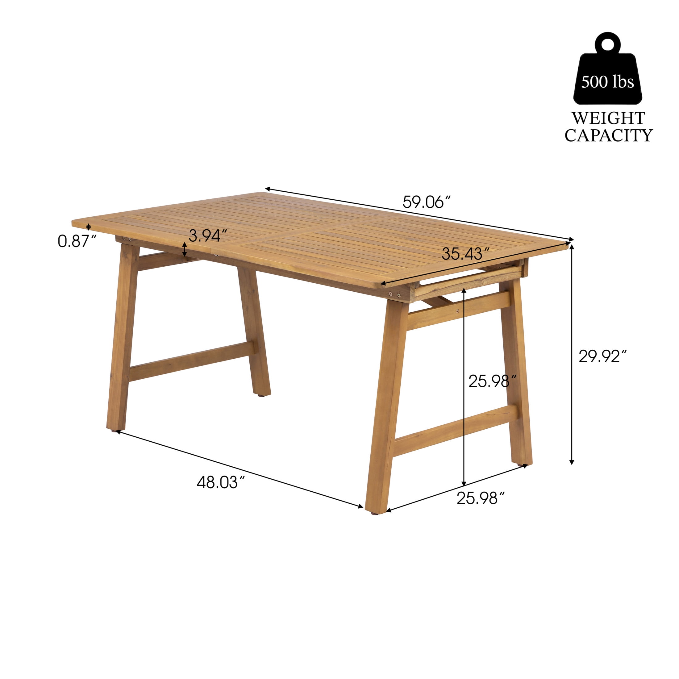 Christopher Knight Home Extendable Patio Dining Table for 6, Acacia Wood Slatted Outdoor Table, Teak
