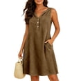 thumbnail image 6 of JIAYUE Summer Dresses For Women Sleeveless Classic V Neck Stylish A-Line Versatile Knee Length Casual Female Button Down Flowy Beach Dress, 6 of 6