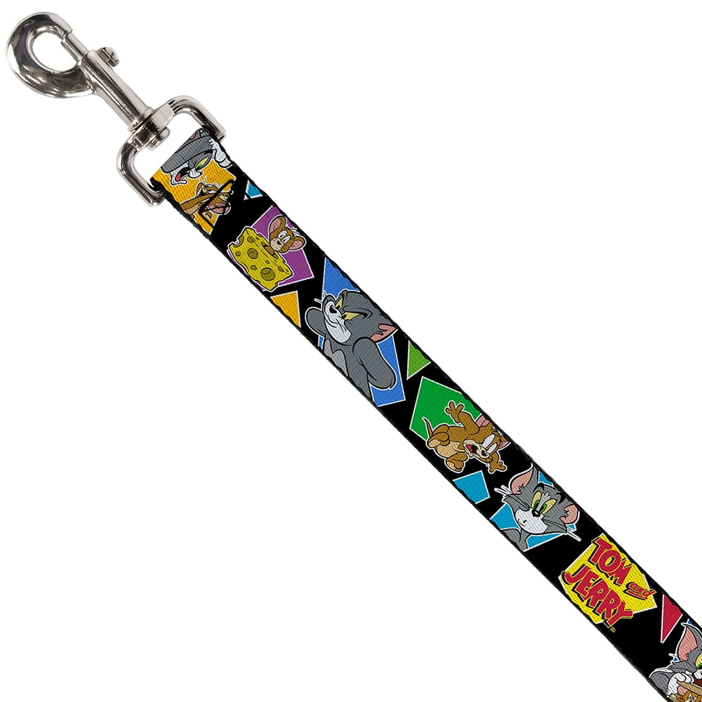 Tom and Jerry Pet Leash, Dog Leash, Tom Jerry Poses Black Multi Color, 4 Feet Long 1.0 Inch Wide