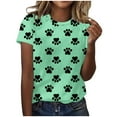 thumbnail image 2 of Otvok Womens Fashion Dog Paw Print Short Sleeve Out Blouse Funny Round Neck T-Shirt, 2 of 6