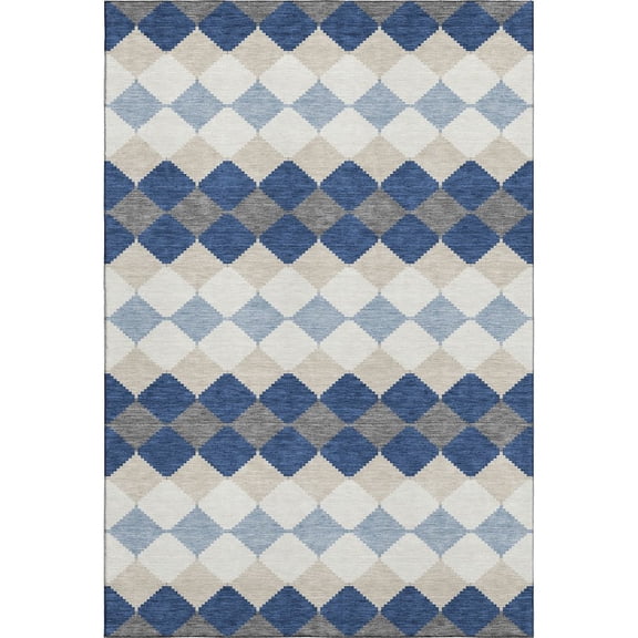 Addison Rugs Mayfield Premium Machine Washable Transitional Geometric Navy Rectangle Rug, 8' x 10'