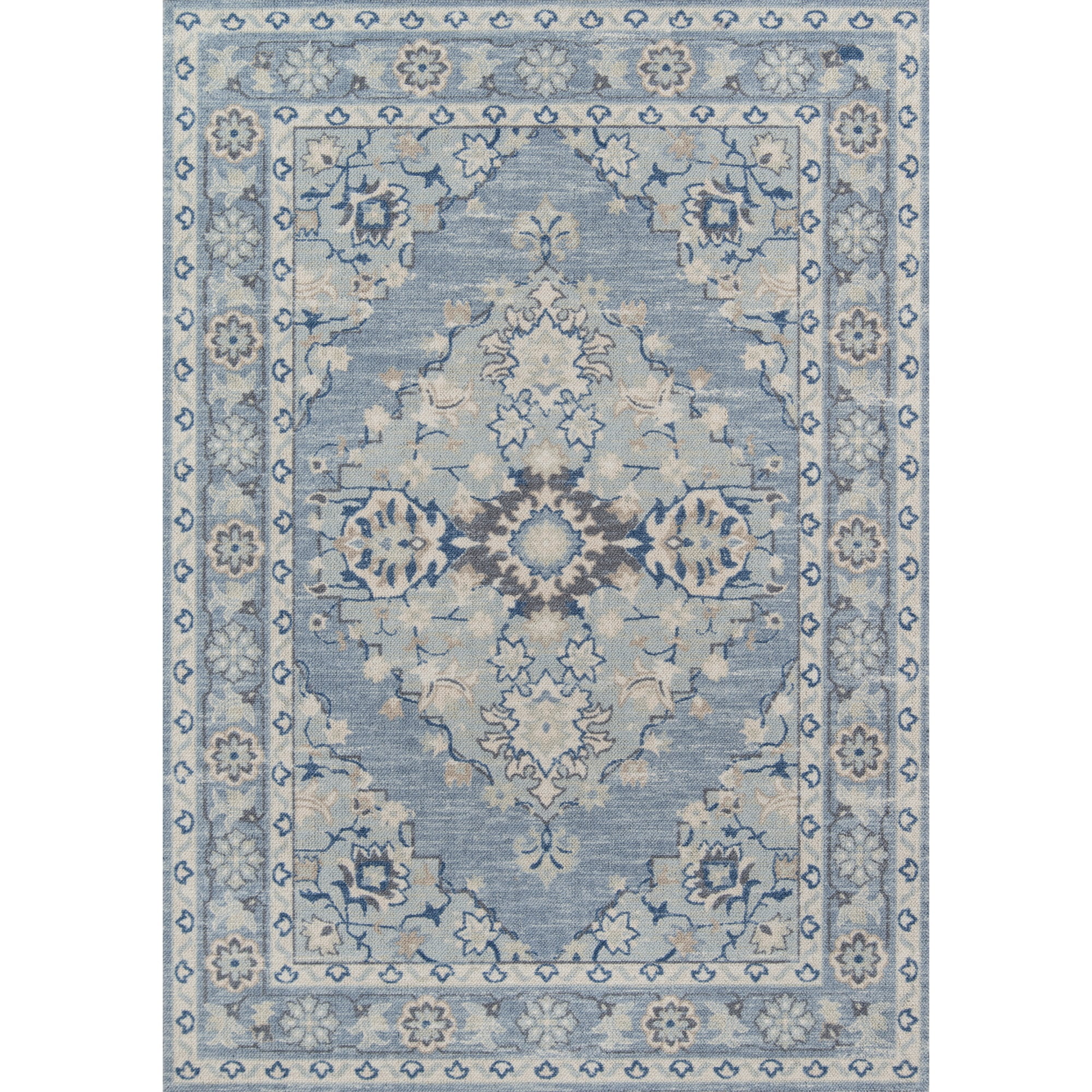Momeni Anatolia Traditional Wool and Nylon Blue Area Rug 5'3" X 7'6"