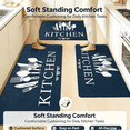 thumbnail image 6 of Washable Non-Slip Kitchen Rug Set 3-Piece, Dark Oil Resistant Runner Mats with Knife & Fork Print, 6 of 7