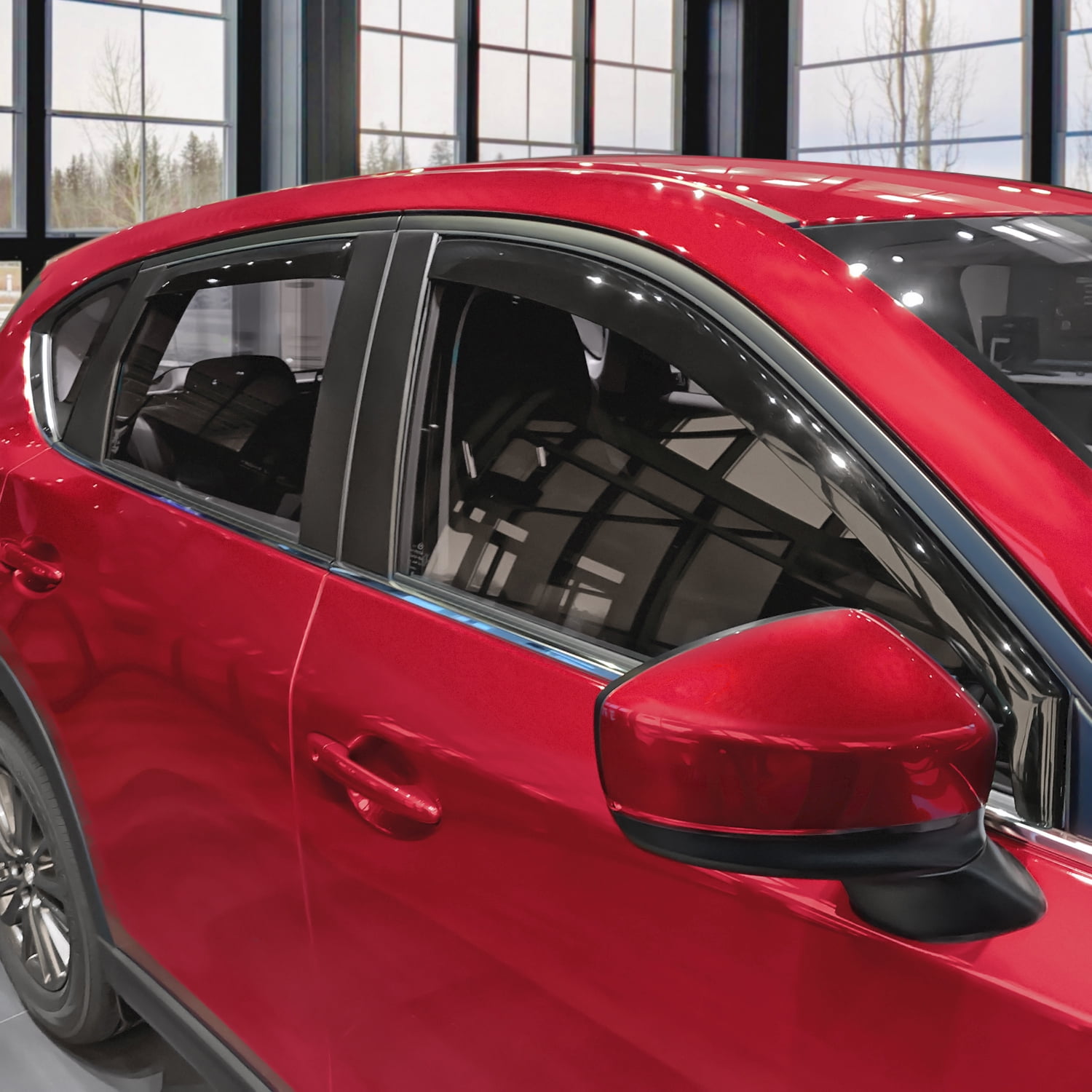 Voron Glass In-Channel Extra Durable Rain Guards for Mazda CX-5 2017-2025, Window Deflectors, Vent Window Visors, 4 Pieces - 200682