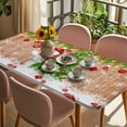thumbnail image 3 of Christmas Tree Table Cloths for 3 Foot Rectangle Tables, Cute Snowman Red Xmas Balls Country Brown Wood Patio Waterproof Elastic Fitted Tablecloths, Washable Rectangular Table Cover for Camping, 3 of 8