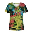 thumbnail image 4 of T-Shirts d'Été pour Femmes Grande Taille à Manches Courtes Femmes Blouse Imprimée d'Été T-Shirts Décontractés à Col en V T-Shirts à Manches Courtes Hauts T-Shirt à Col en V Femmes en Liquidation, 4 of 5