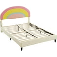 thumbnail image 4 of Full Size Upholstered Platform Bed with Rainbow Shaped and Height-Adjustbale Headboard,LED Light Strips, 4 of 6