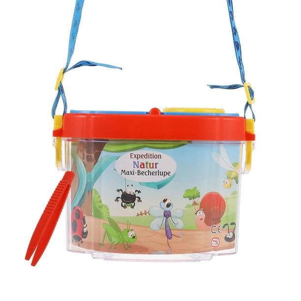 Lupa de aumento para insectos con caja de insectos: 1 Juego de visores de insectos, contenedor de observación de insectos, jaula para insectos, tarro para insectos para niños, rojo y azul