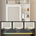 thumbnail image 5 of Small White Makeup Vanity Desk with Mirror and Adjustable LED Lights, Built-in Power Outlet and Hidden Storage, 5 of 12