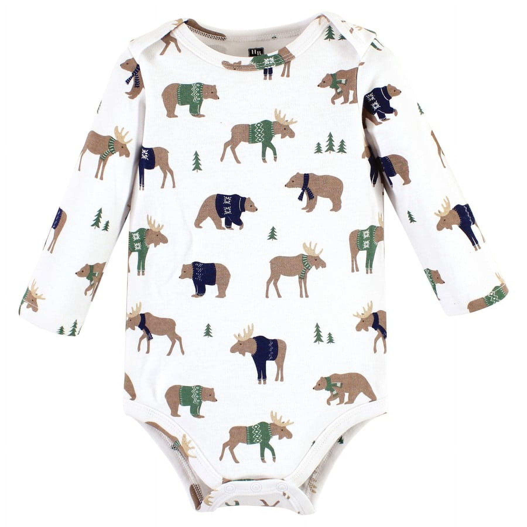 Hudson Baby Cotton Long-Sleeve Bodysuits, 3- Pack, Newborn- 24 Months