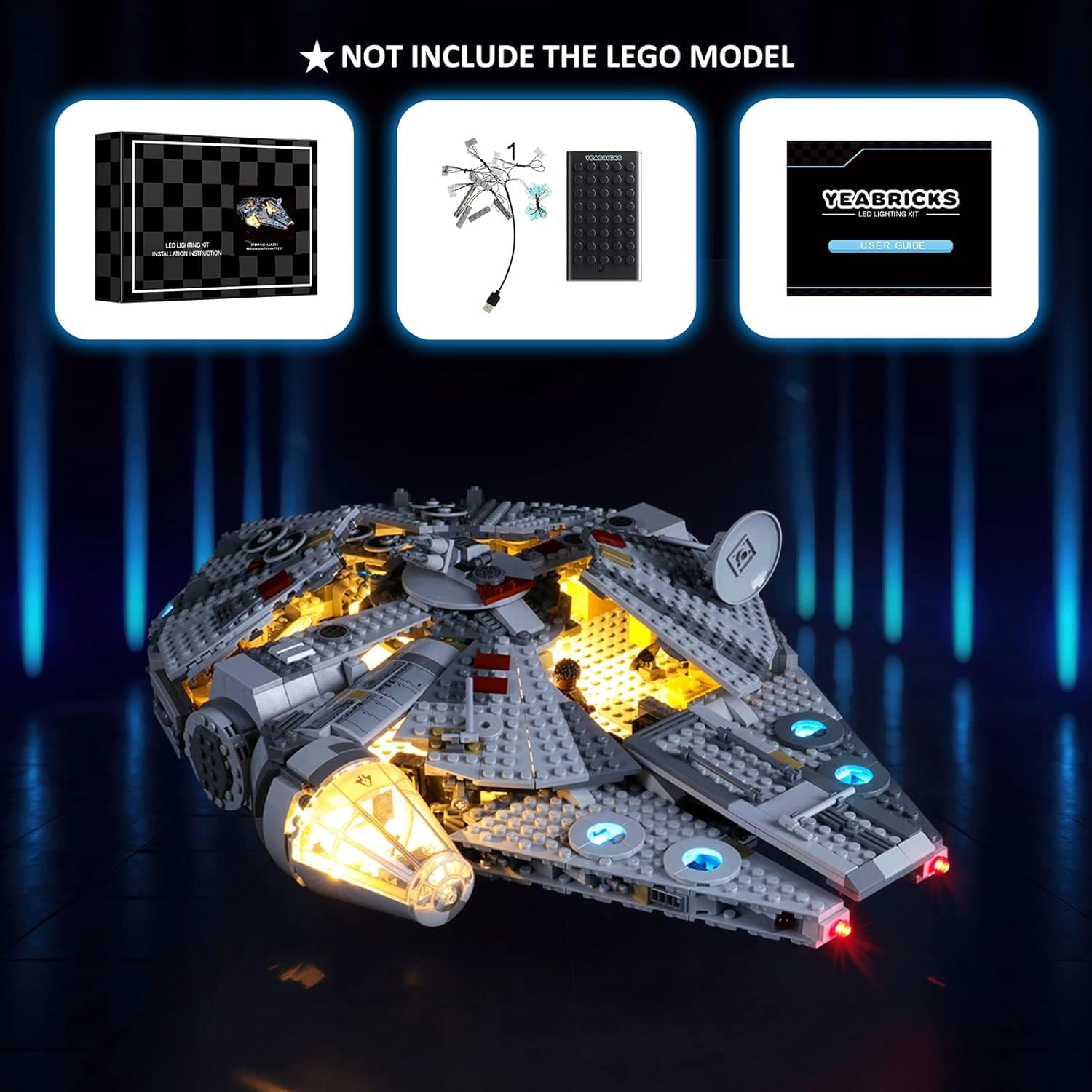 LED Light for Lego-75257  Millennium Falcon Building Blocks Model (Lego Set NOT Included)