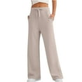 thumbnail image 2 of CCRFTGI Womens Sweatpants Wide-Leg Baggy Sweatpants Casual High Waisted Drawstring Pants Work Joggers Fall Winter Sweatpants with Pockets Khaki S, 2 of 4