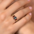 thumbnail image 4 of Gem Stone King 18K Yellow Gold Plated Silver Green Mystic Topaz and Red Garnet Filigree Style 3 Stone Ring for Women (2.72 Cttw, Oval 8X6MM and 6X4MM) (Size 7), 4 of 6