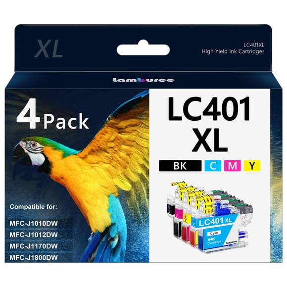 Cartuchos de tinta Lamburee LC401XL, paquete de 4, negro, cian y magenta