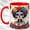Red, variant on Jeweled Sugar Skull Coffee Mug, Festive Floral Mug, Ceramic 11 oz