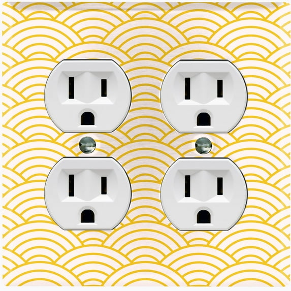 Metal Light Switch Plate Cover Japanese Pattern Yellow Sea Wave Wallpaper WAL015