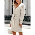 thumbnail image 6 of CUPSHE Women's V-Neck Belted Sweater Dress, 6 of 8