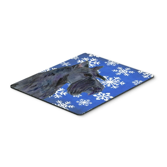 "Scottish Terrier Winter Snowflakes Holiday Mouse Pad Hot Pad or Trivet"