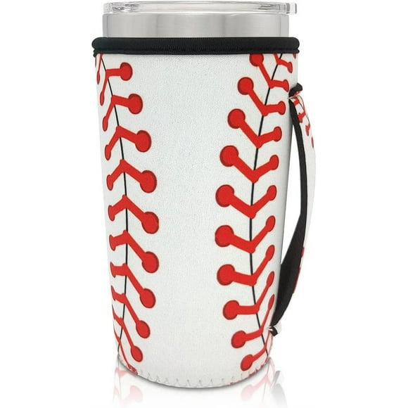 SHILIU-Neoprene Insulated Sleeves Cup Holder with Handle for 20oz Tumbler Cups, Reusable Iced Coffee Sleeve Compatible with Starbucks Trenta, Dunkin Large, more(baseball)