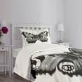 thumbnail image 5 of Ambesonne Black and White Quilted Bedspread Set 2 Pcs, Peacock Butterfly, Twin Size, Black White, 5 of 6