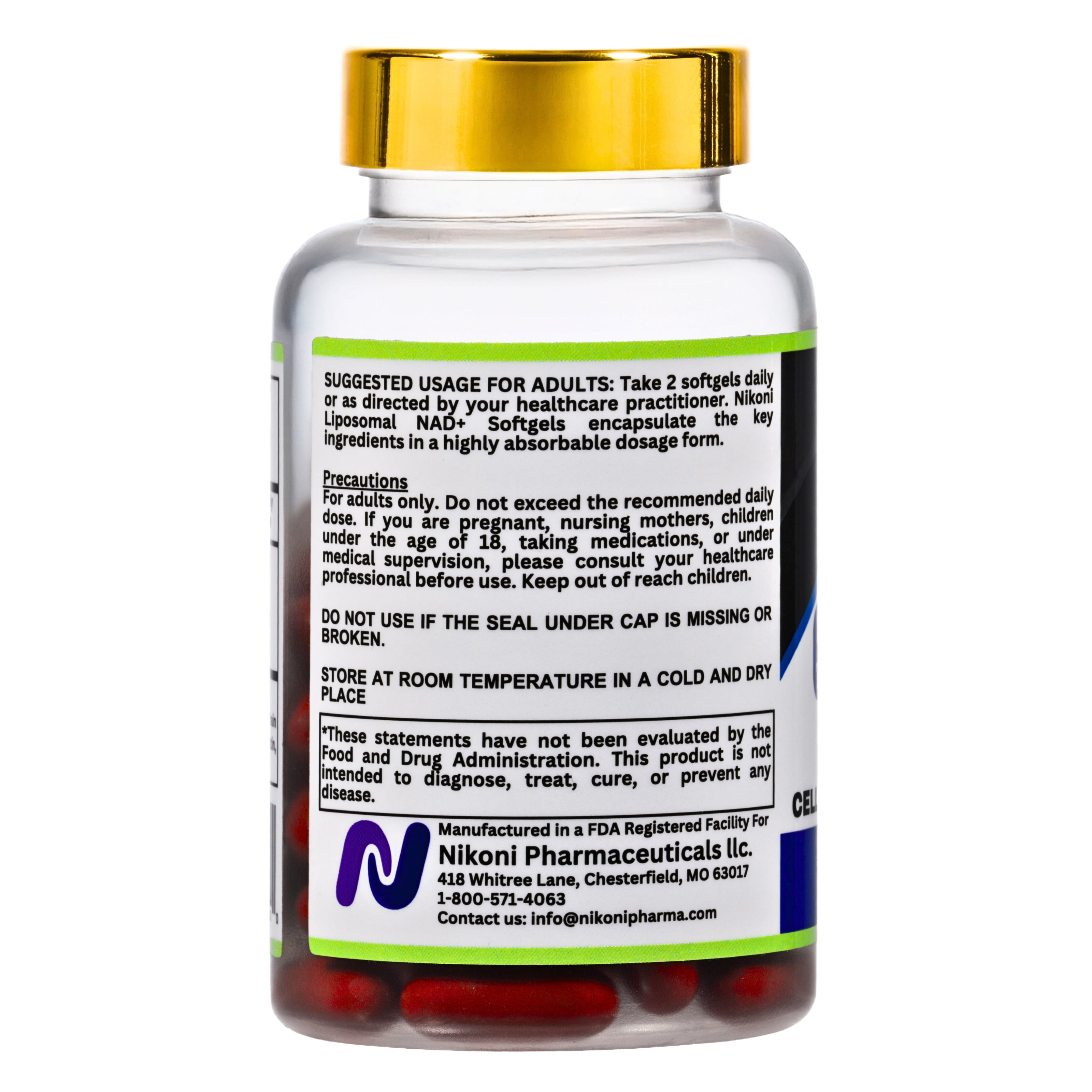 Nikoni Liposomal NAD+ Supplement, 2000 mg NAD with Betaine, Supports Cellular Energy & Metabolism – 60 Softgels
