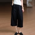 thumbnail image 3 of MLCDZ Womens Cotton Linen Lightweight Cropped Pants Loose Fit Wide Leg Capri Casual Loose Plus Size Elastic Waist Trousers, 3 of 6