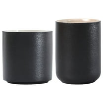 Insulated Ceramic Espresso Cups Set of 2, Matte Black & White Interior, Double Walled Coffee Mugs for Heat Retention