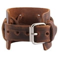 thumbnail image 3 of 5.2cm de ancho de cuero Biker para hombre marrón / negro brazalete Sunnimix Pulsera para hombre Punk Biker, 3 of 8