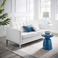 thumbnail image 1 of Modway Loft Tufted Button Faux Leather Upholstered Loveseat in Silver White, 1 of 4