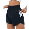 thumbnail image 2 of Joernso Women Wide Leg Sport Shorts Elastic High Waist Pockets Running Shorts Solid Color Fake Two Pieces Gym Shorts, 2 of 8